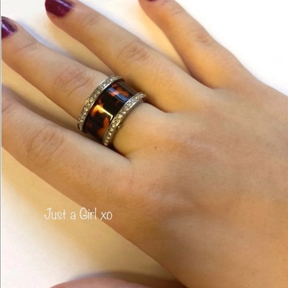 Michael Kors Tortoise Barrel Ring Silver - Picture 4 of 8